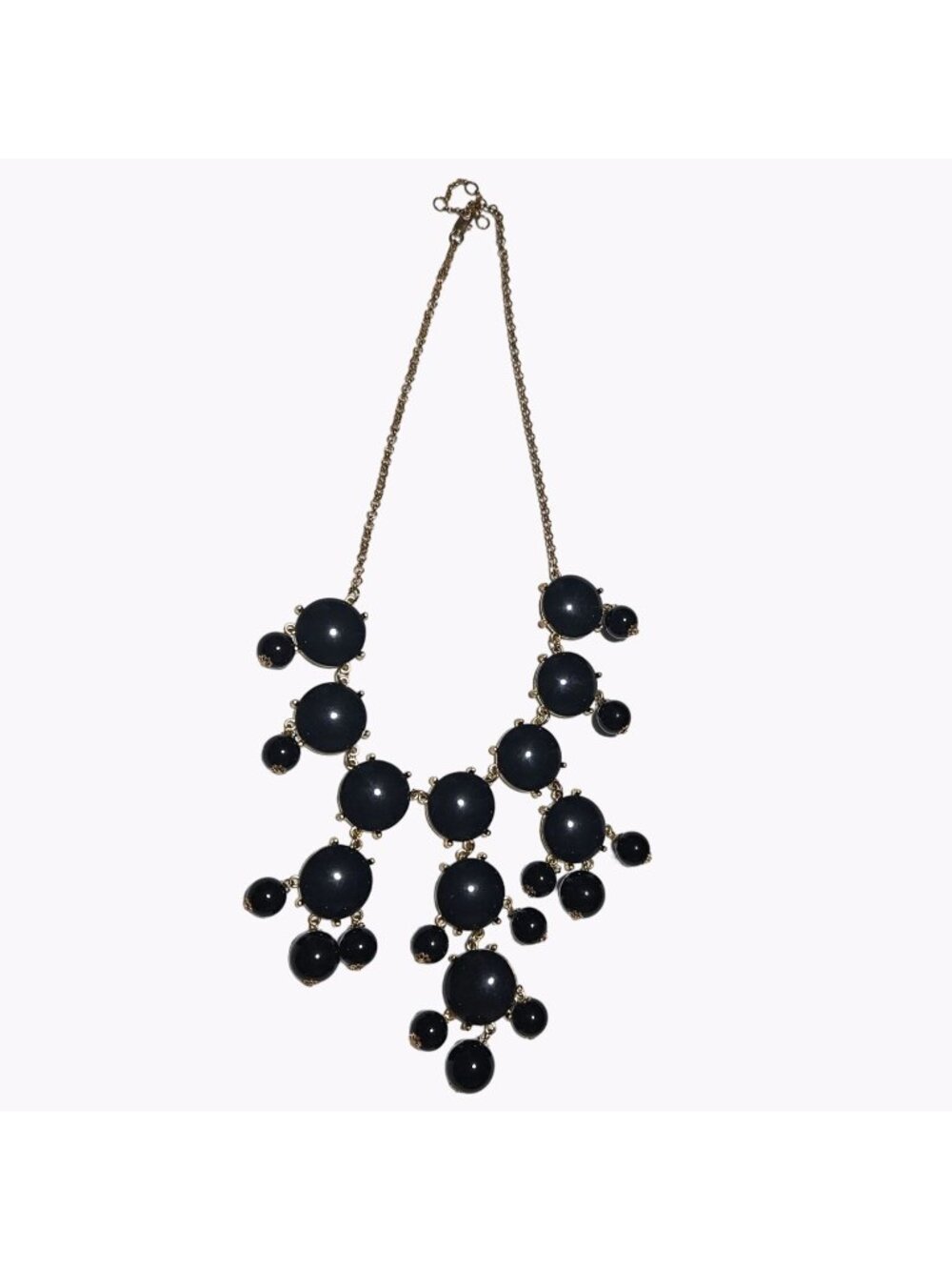 Vintage Chunky Bib Necklace Black Round Bubble Beads Statement Fashion Jewelry
